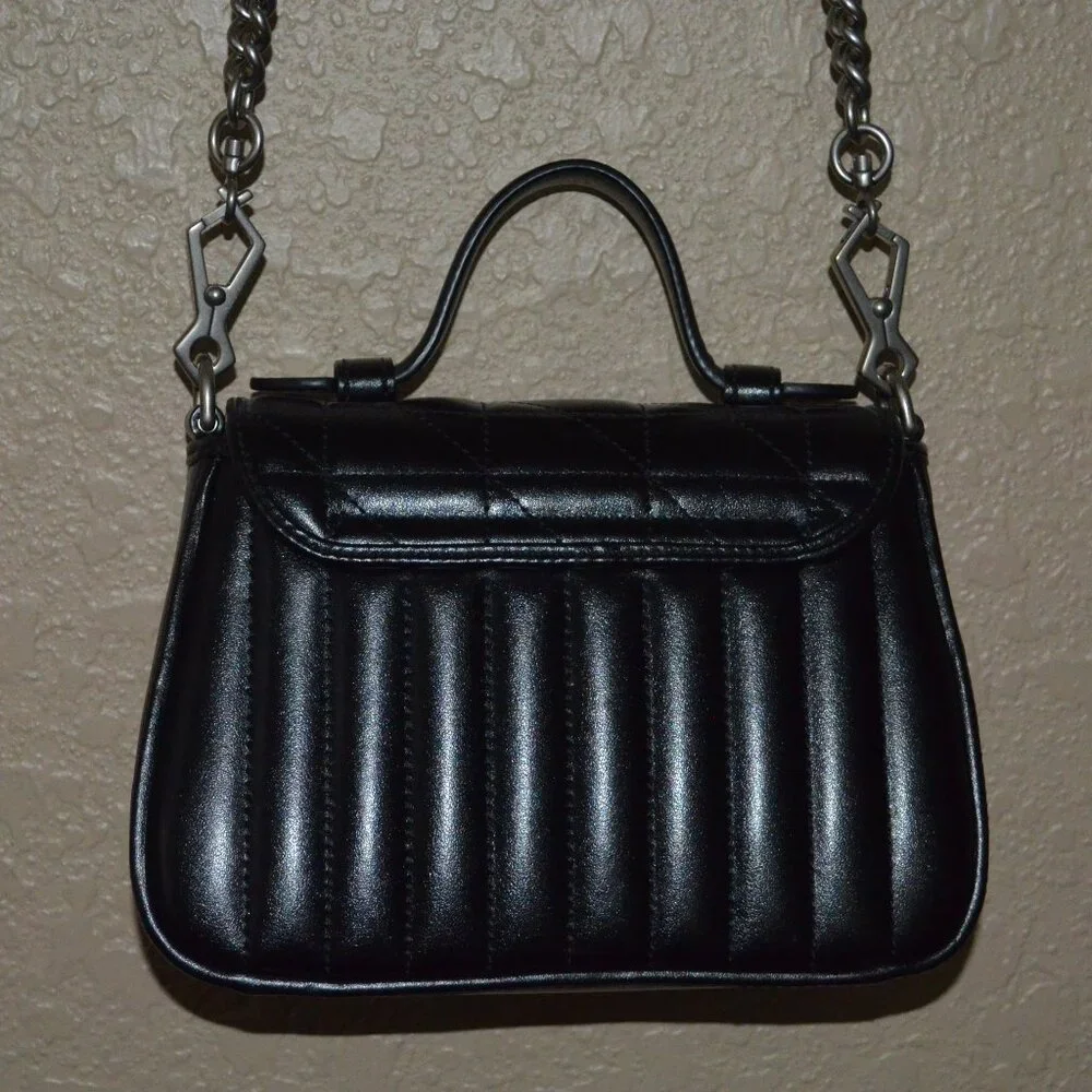 New Gucci GG Black Quilted Marmont Top Handle Shoulder Handbag - Picture 6 of 14